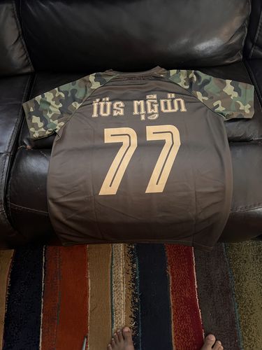Customer photo review of Custom Royal White-Light Blue Mesh Authentic Football Jersey