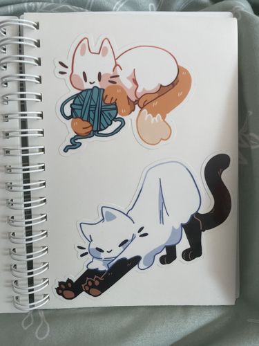 Customer photo review of Cute Ghost Cat Stickers!