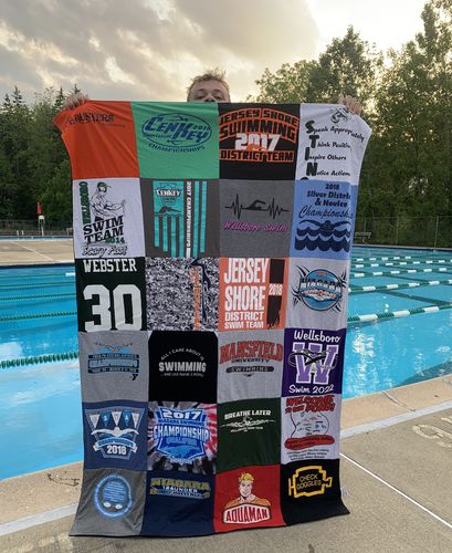 T-shirt quilt featuring jersey shore swim team, lenape swim team by Rebecca from PA