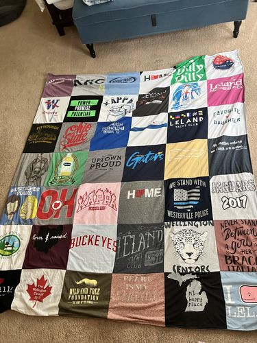 T-shirt quilt featuring buckeyes, gators by Maddy from OH