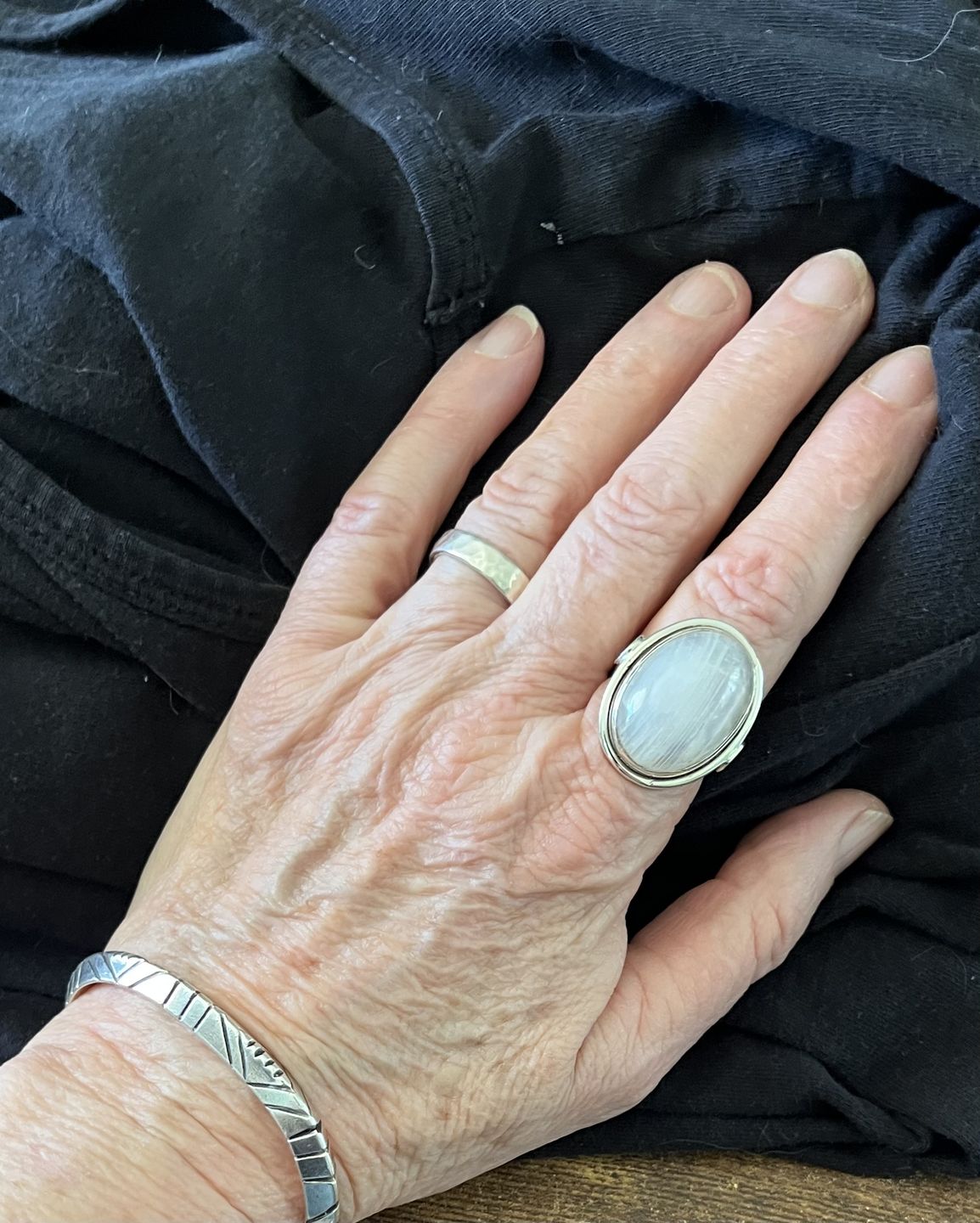 Customer photo review of Sterling Silver Rainbow Moonstone Ring