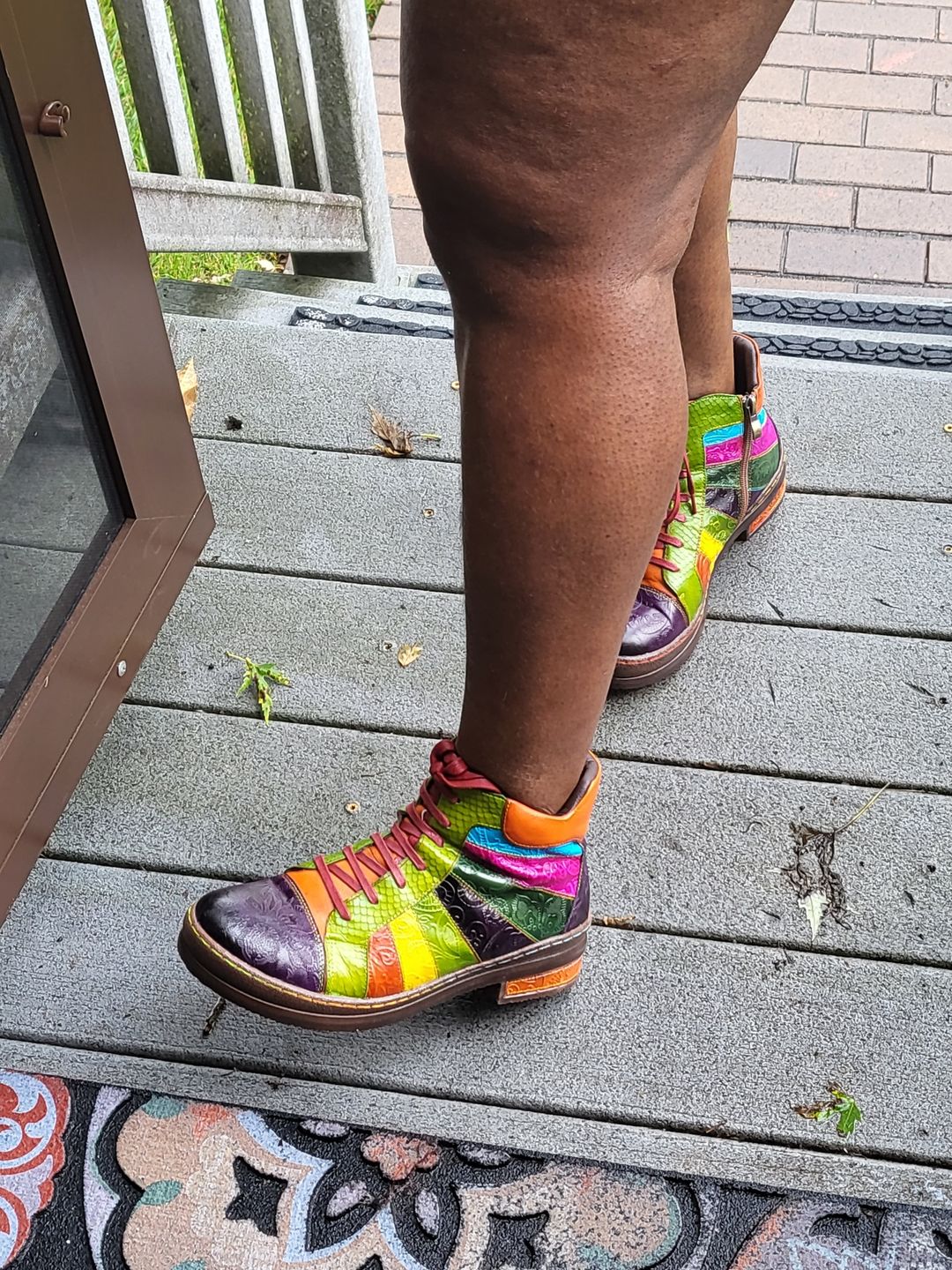 Customer photo review of Retro Hand-polished Rainbow Ankle Boots