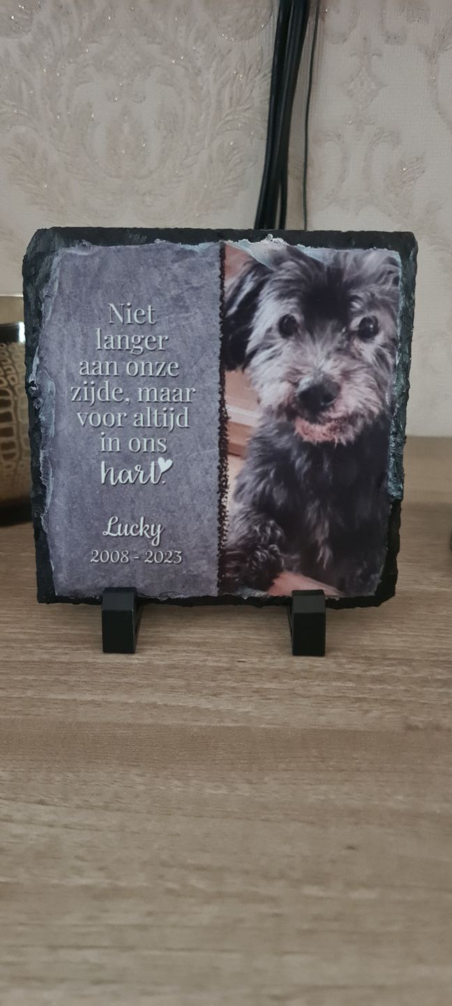 Customer photo review of Voor altijd in het hart - Gepersonaliseerde leisteen