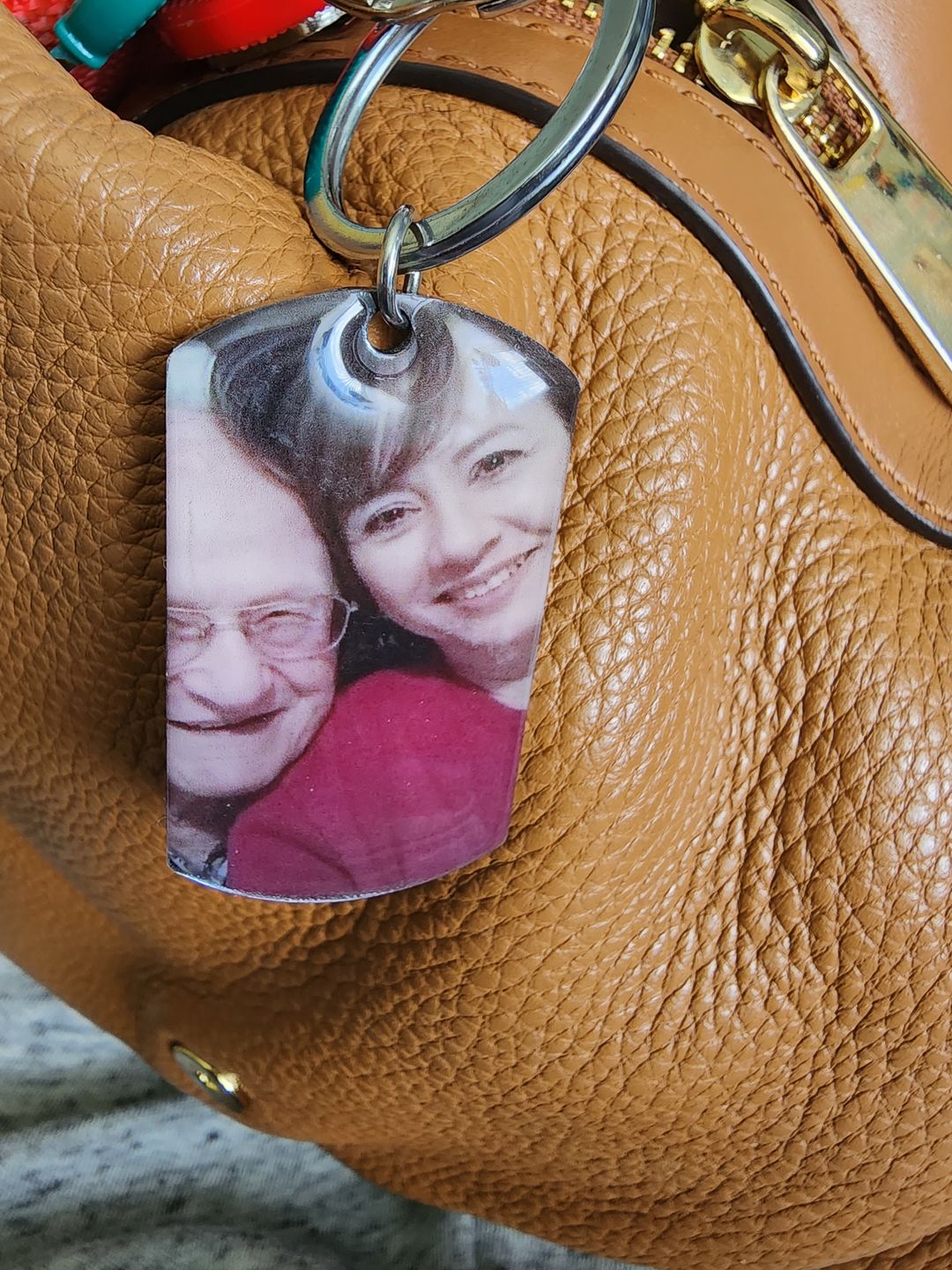 Customer photo review of I Will Carry You With Me Until, Personalized Keychain, Memorial Gifts, Custom Photo