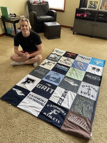 T-shirt quilt featuring fairmont high school swimming by Barbara from OH
