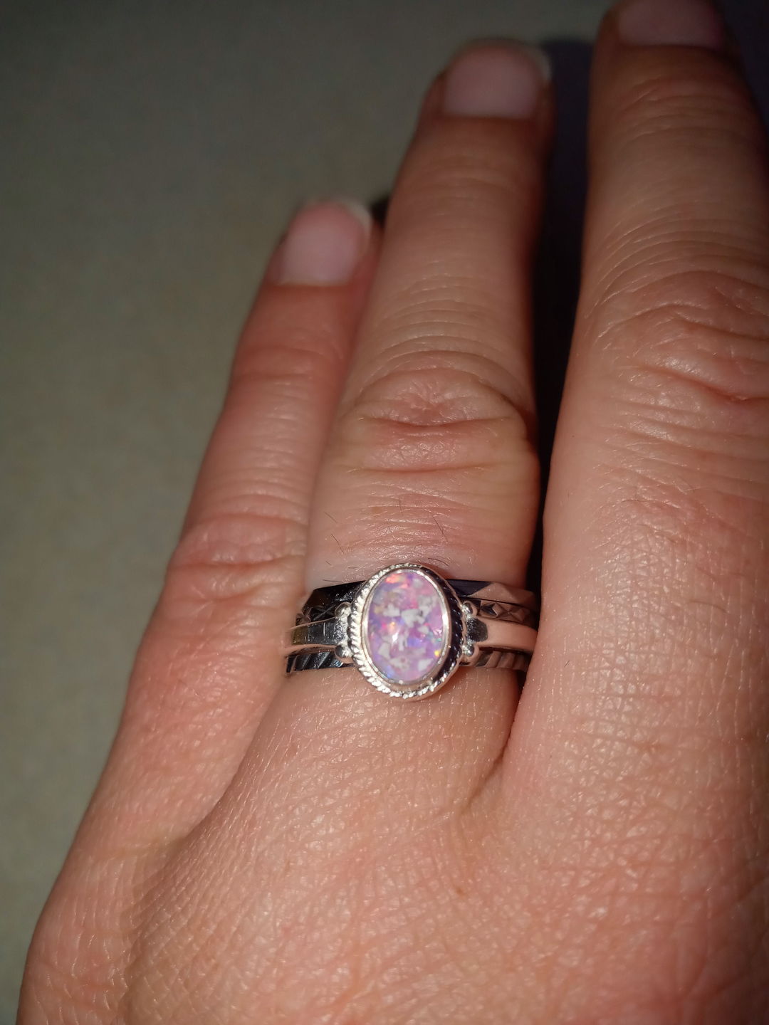 Customer photo review of Braided Oval Ring with Cremation Ashes