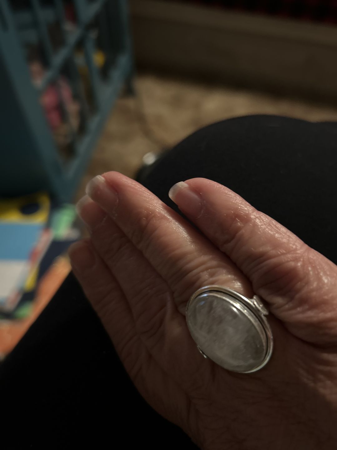 Customer photo review of Sterling Silver Rainbow Moonstone Ring