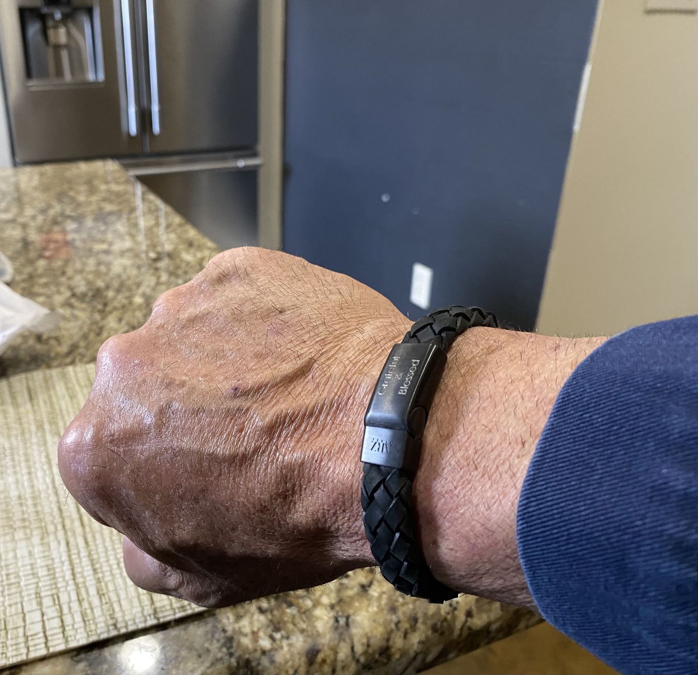Customer photo review of 12mm Black Leather Bracelet
