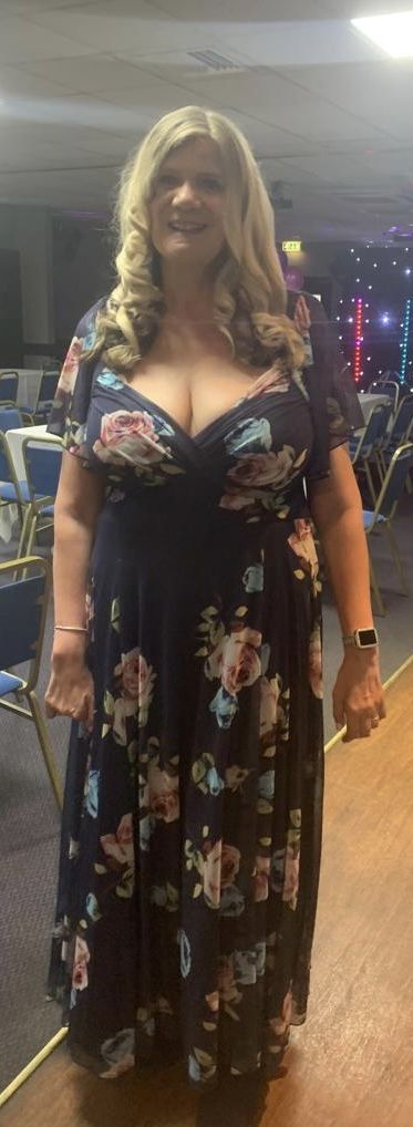 Customer photo review of Kemi Blue Pink Rose Print Bolero Wrap Bodice Maxi Gown