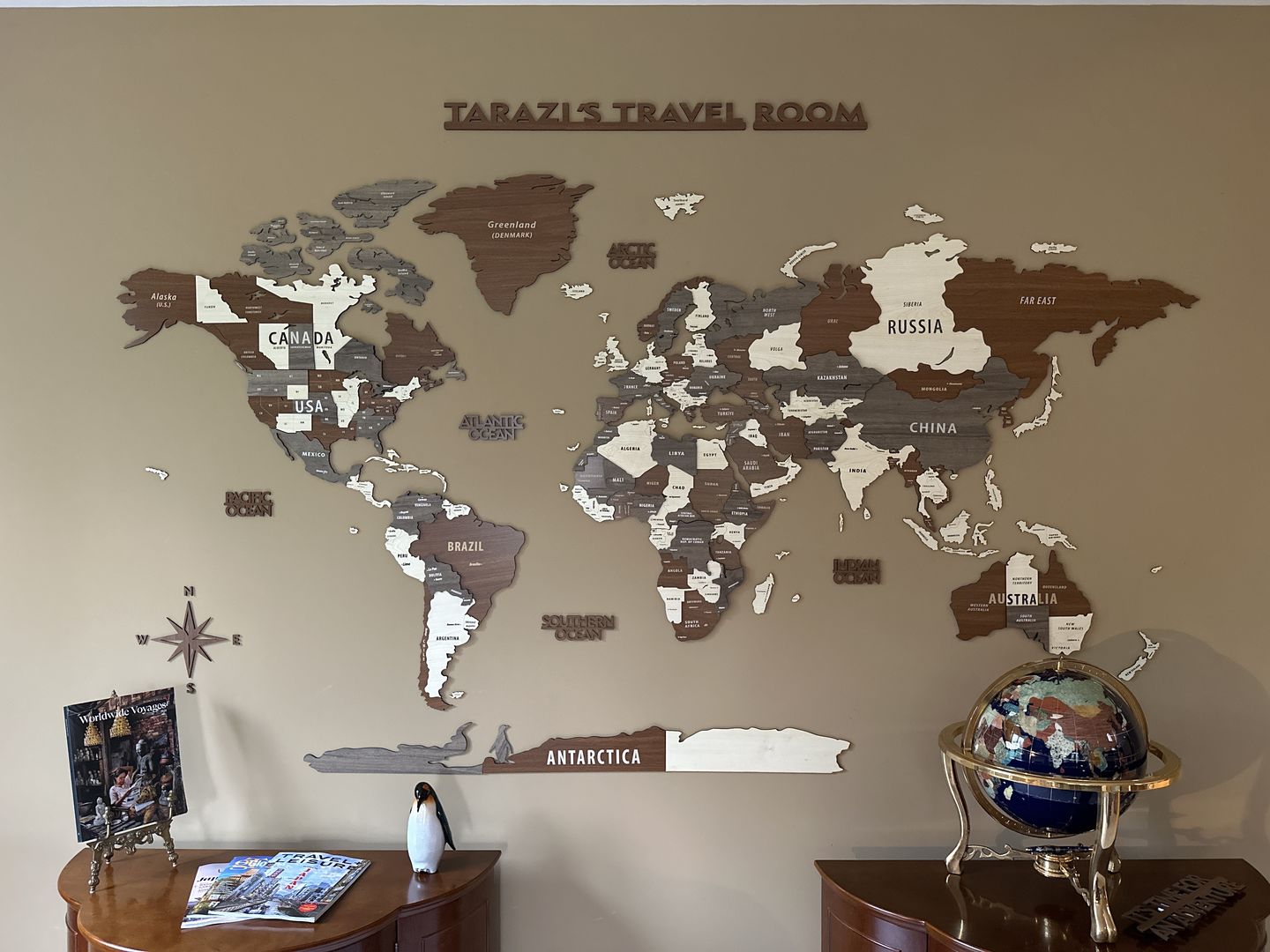 Customer photo review of 3D Wooden Multilayered World Map with States and Capitals v2