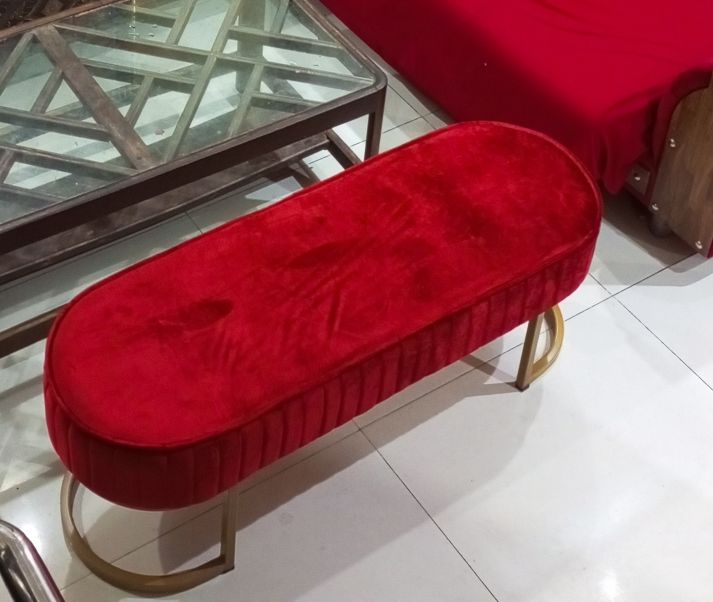 Customer photo review of 3 Seater Luxury Wooden Stool With Steel Stand -478