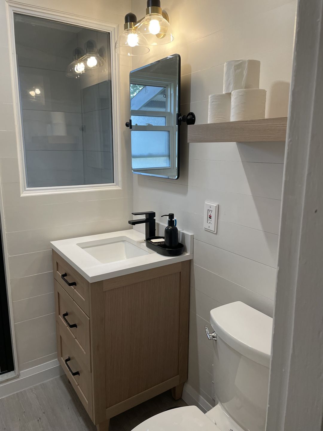 Customer photo review of White Oak Floating Shelf