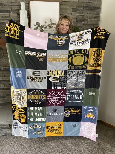 T-shirt quilt featuring emporia state university hornets, fort hays state university football by Cindy from KS