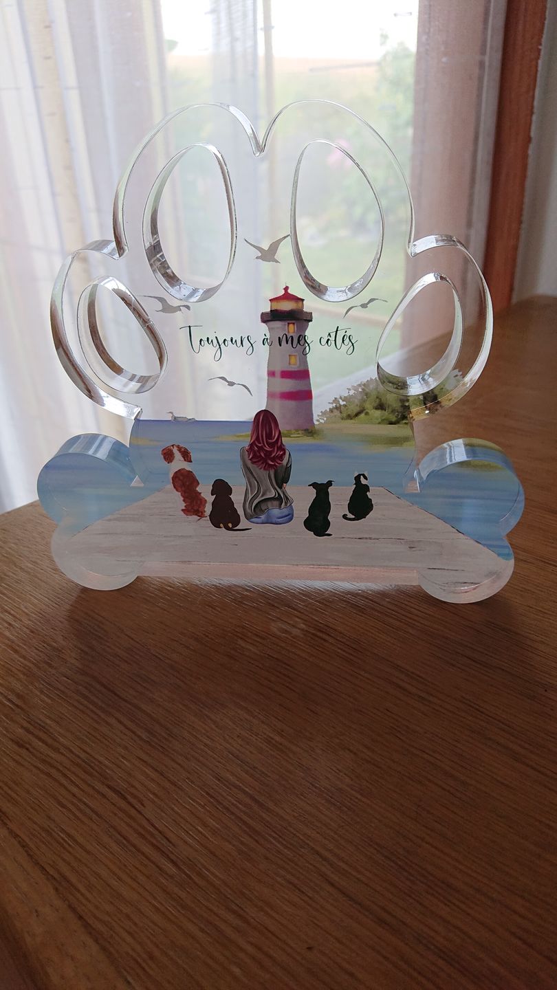 Customer photo review of Meilleurs amis - Plaque acrylique forme patte personnalisée