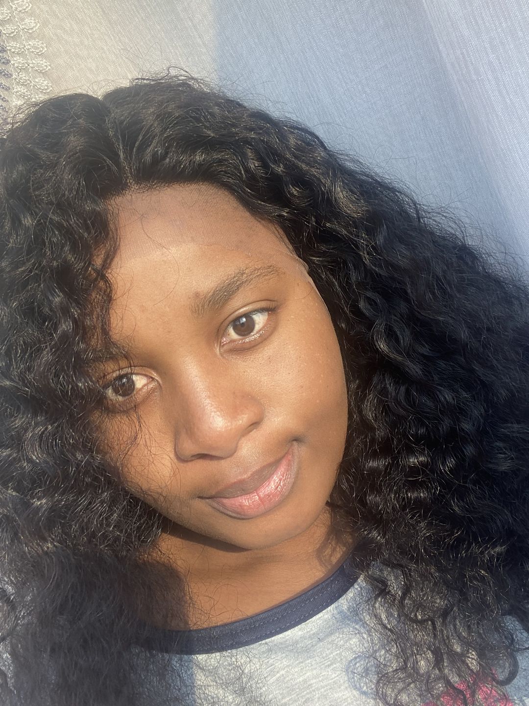 Customer photo review of Malaysian Lace Closure Long Curly 20 inch Wig