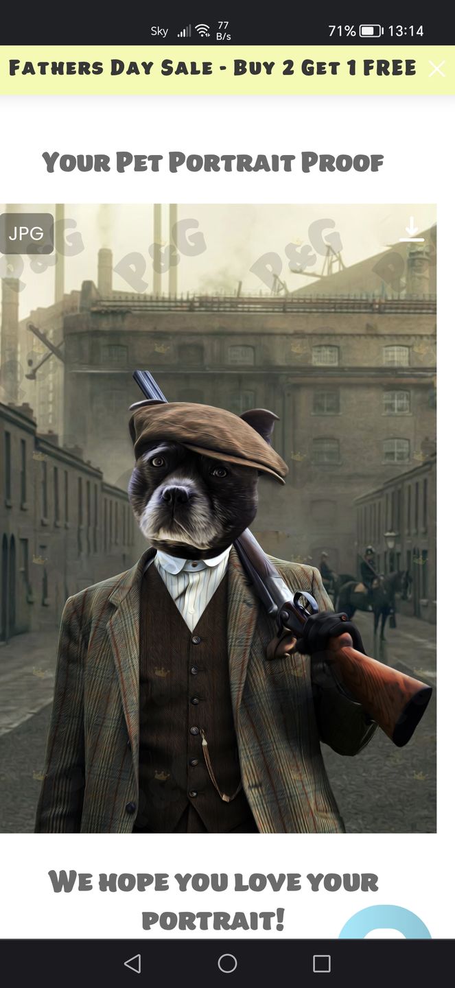 Customer photo review of The Thug (Peaky Blinders Inspired): Custom Pet Portrait
