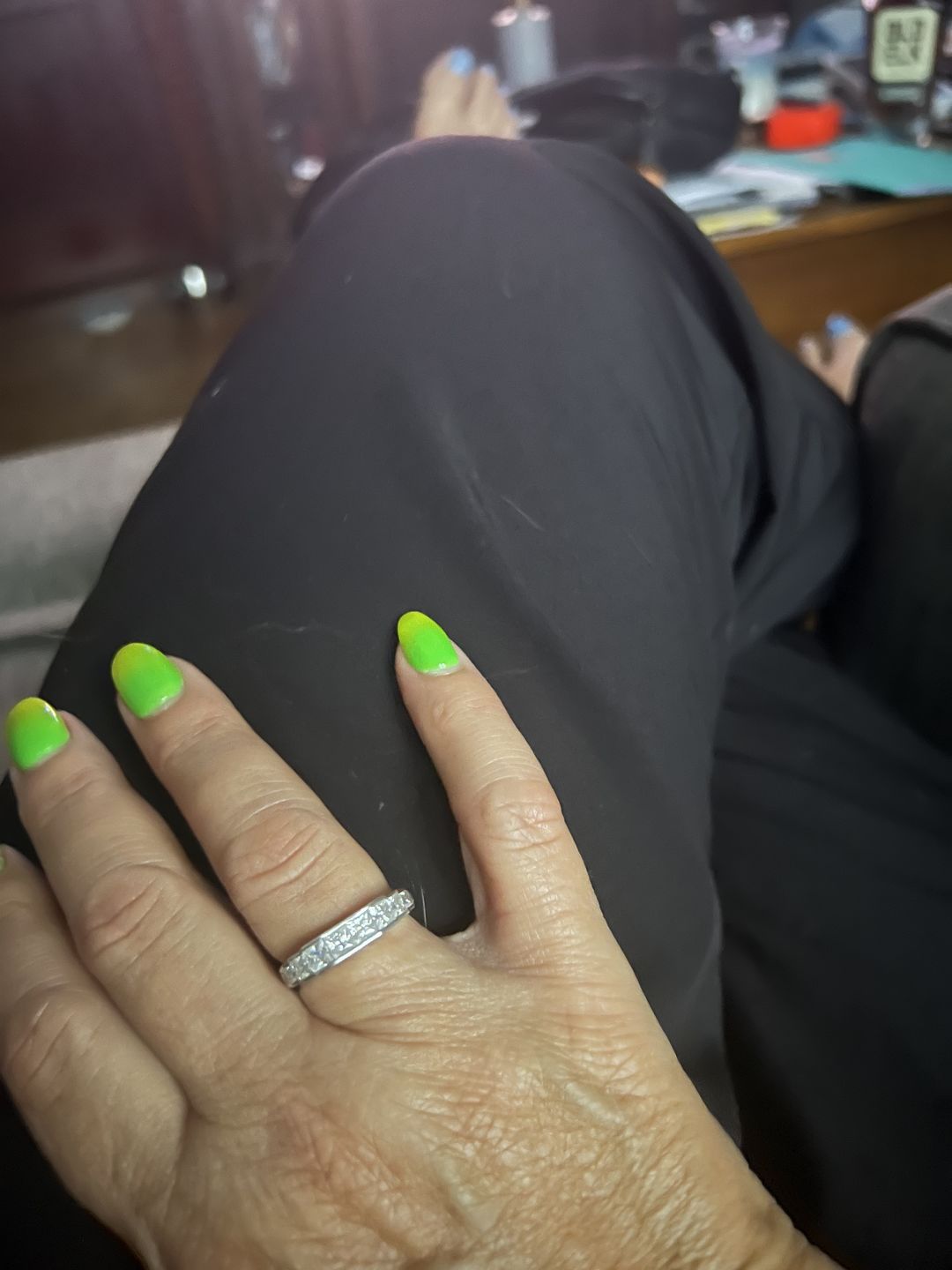 Customer photo review of Princess Moissanite Staircase Channel Set Half Eternity Wedding Band