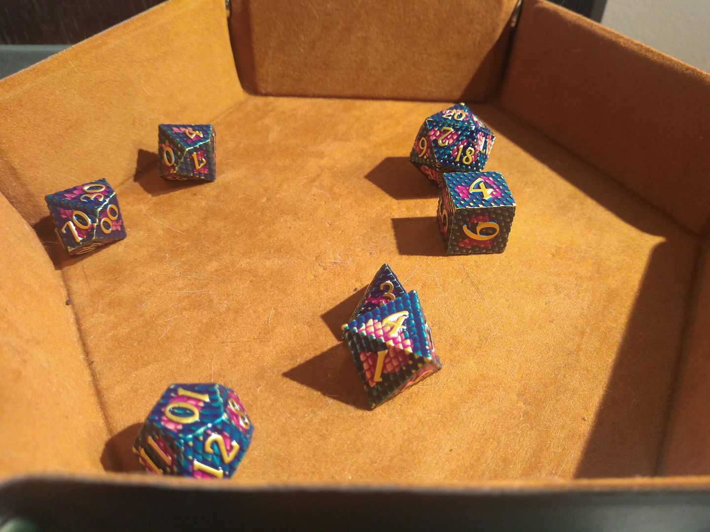 Customer photo review of Dragon Scales - Metal Dice Set