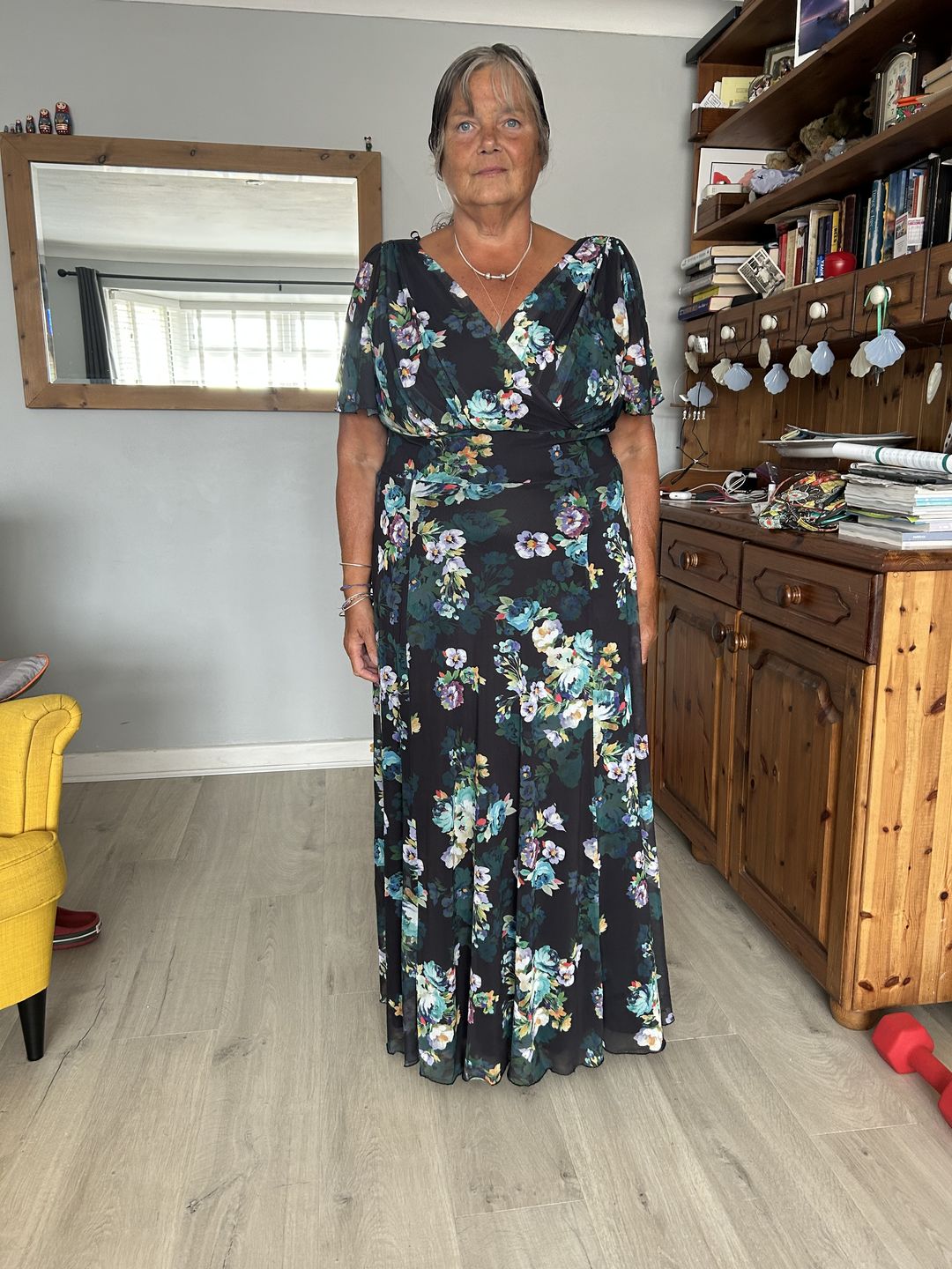 Customer photo review of Isabelle Black Blue Float Sleeve Maxi Dress