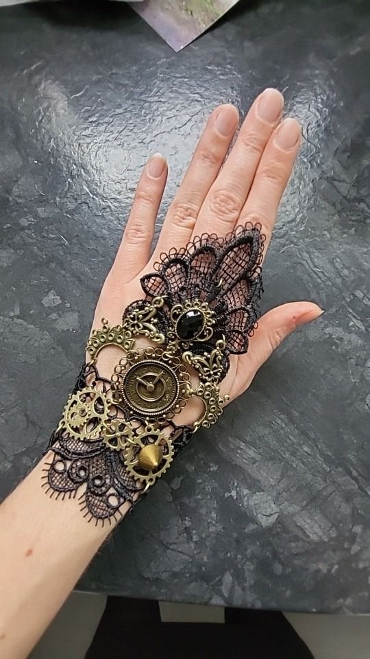 Customer photo review of Gothic Steampunk back hand glove