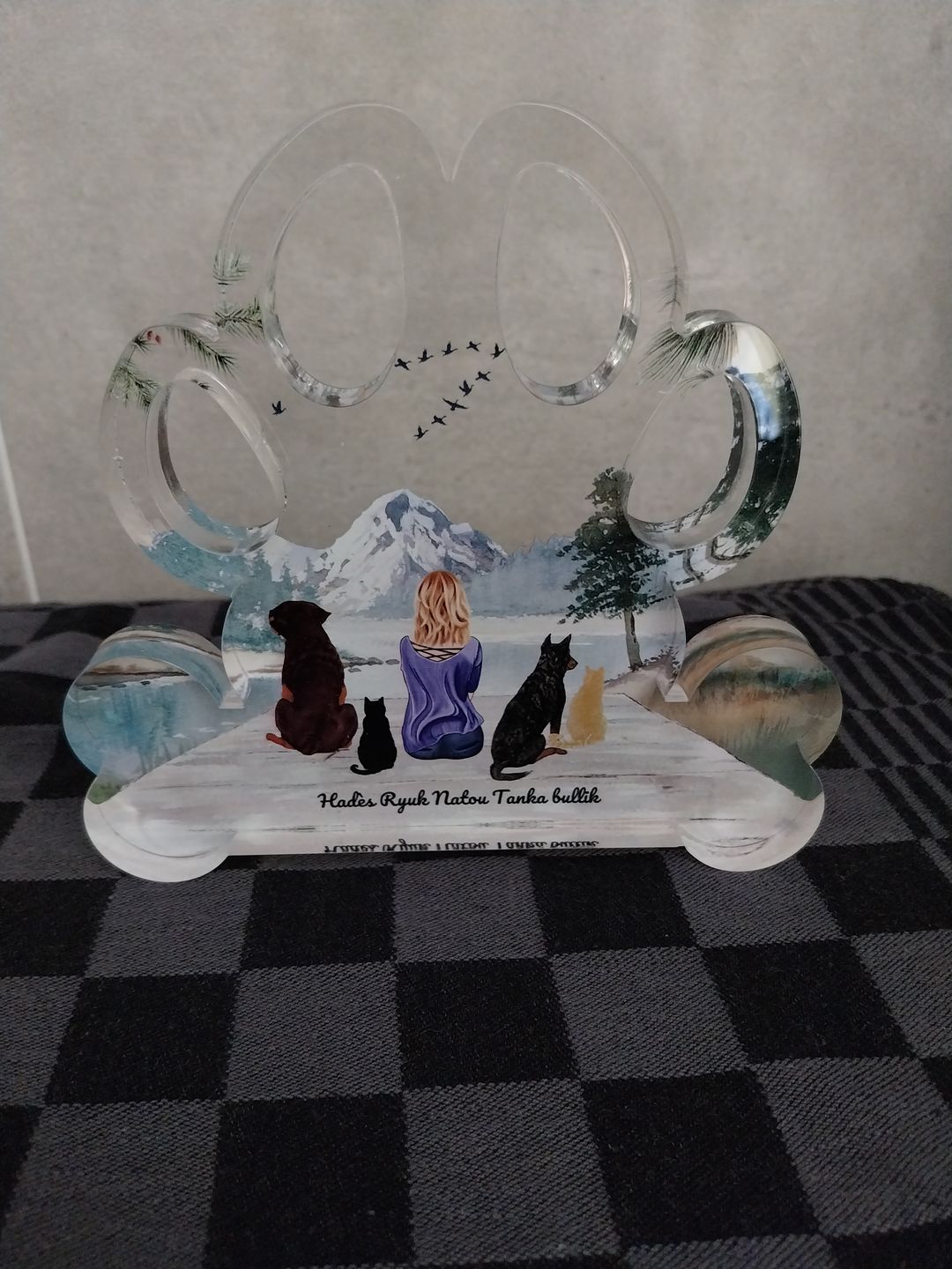Customer photo review of Meilleurs amis - Plaque acrylique forme patte personnalisée