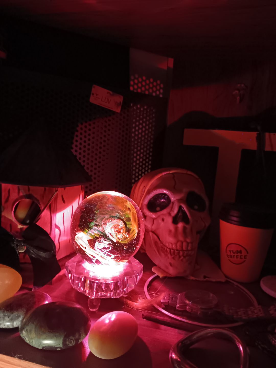 Customer photo review of Glimmer Orb with Cremation Ashes