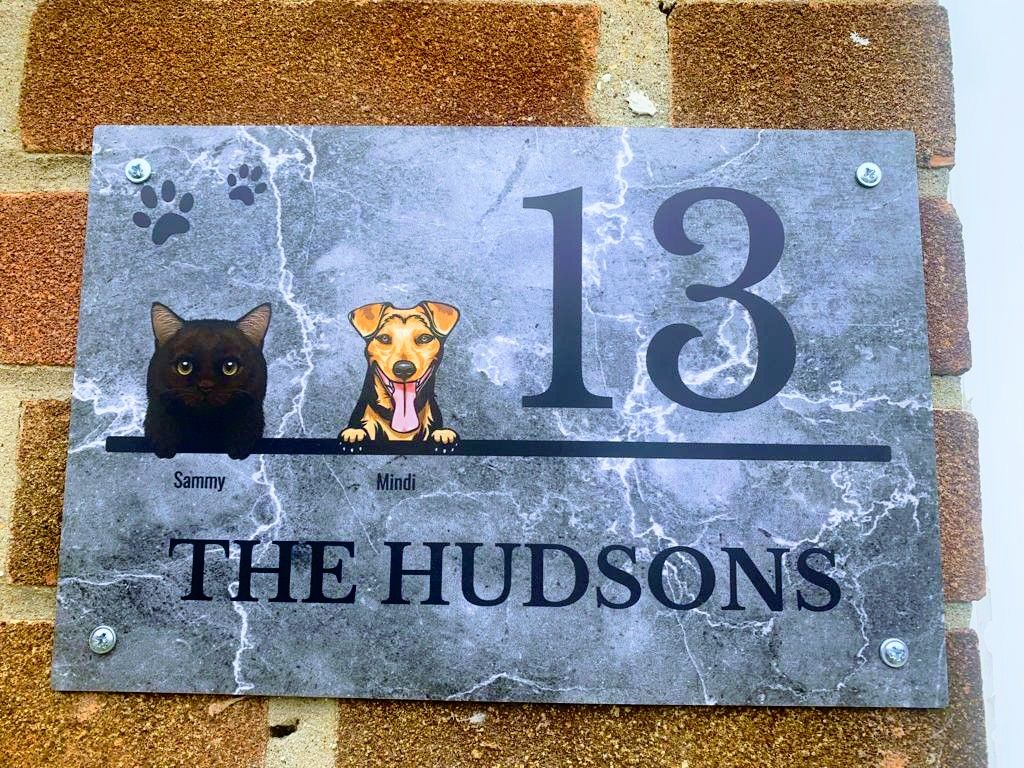 Customer photo review of House number marble look - Personalised door sign