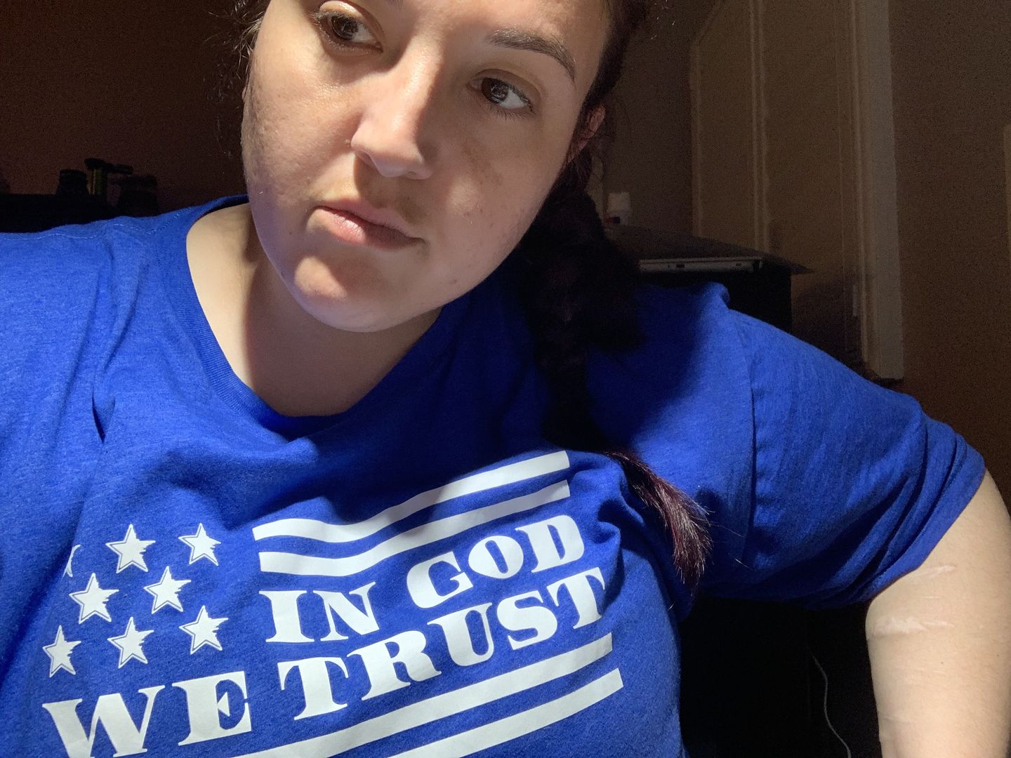 Customer photo review of In God We Trust Tee