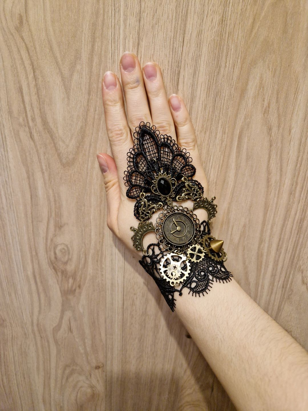 Customer photo review of Gothic Steampunk back hand glove
