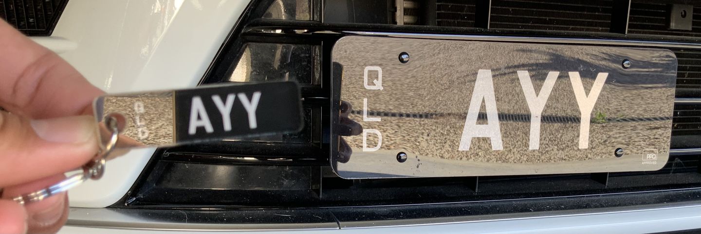 Customer photo review of QLD Prestige Licence Plate Custom Keychain