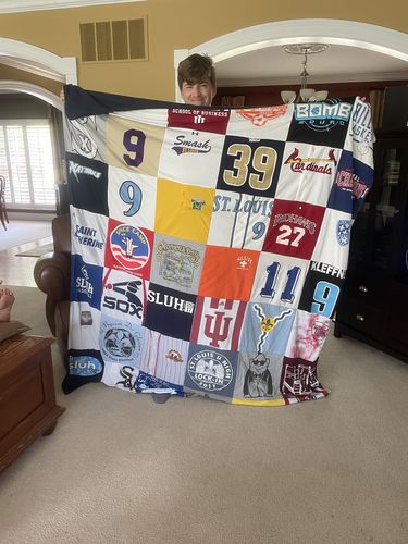 T-shirt quilt from saint louis university, indiana university by Sandy from MO