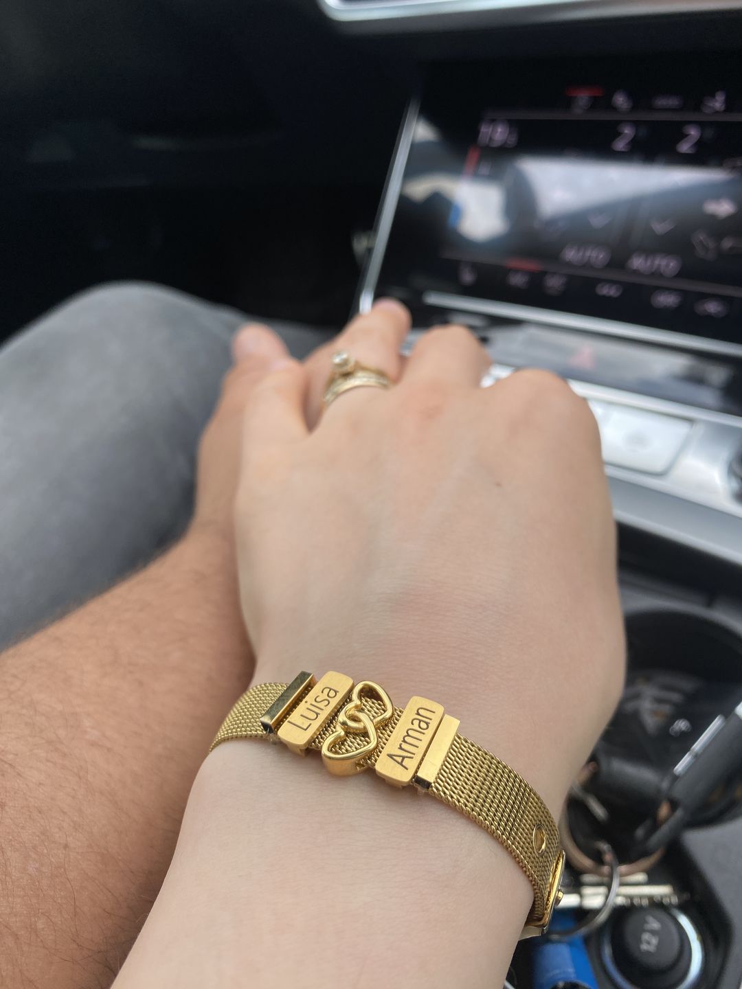 Customer photo review of Mesh charm name gold