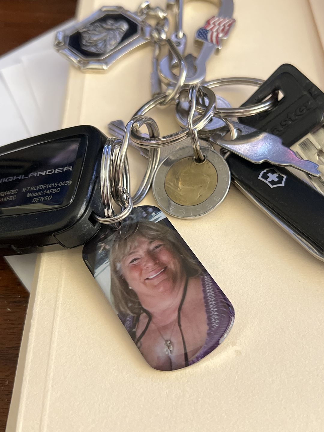 Customer photo review of I Will Carry You With Me Until, Personalized Keychain, Memorial Gifts, Custom Photo