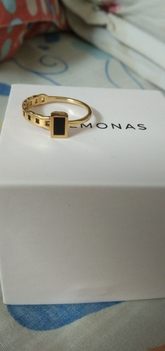 Customer photo review of Black Charm Ring- 18k Gold Plated