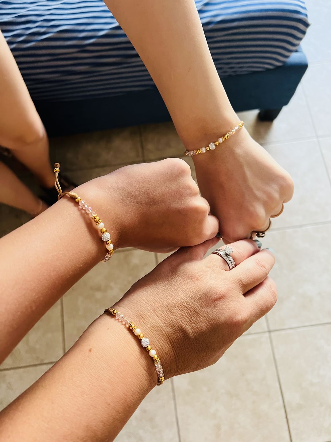 Customer photo review of Mother and Daughter Clear Pink Bracelet