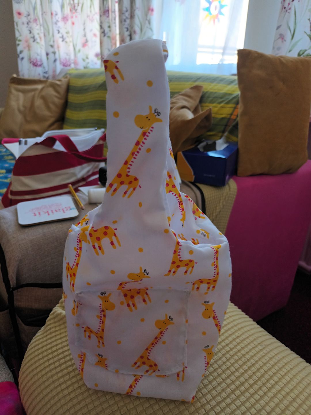 Customer photo review of Giraffes on White Polycotton Fabric
