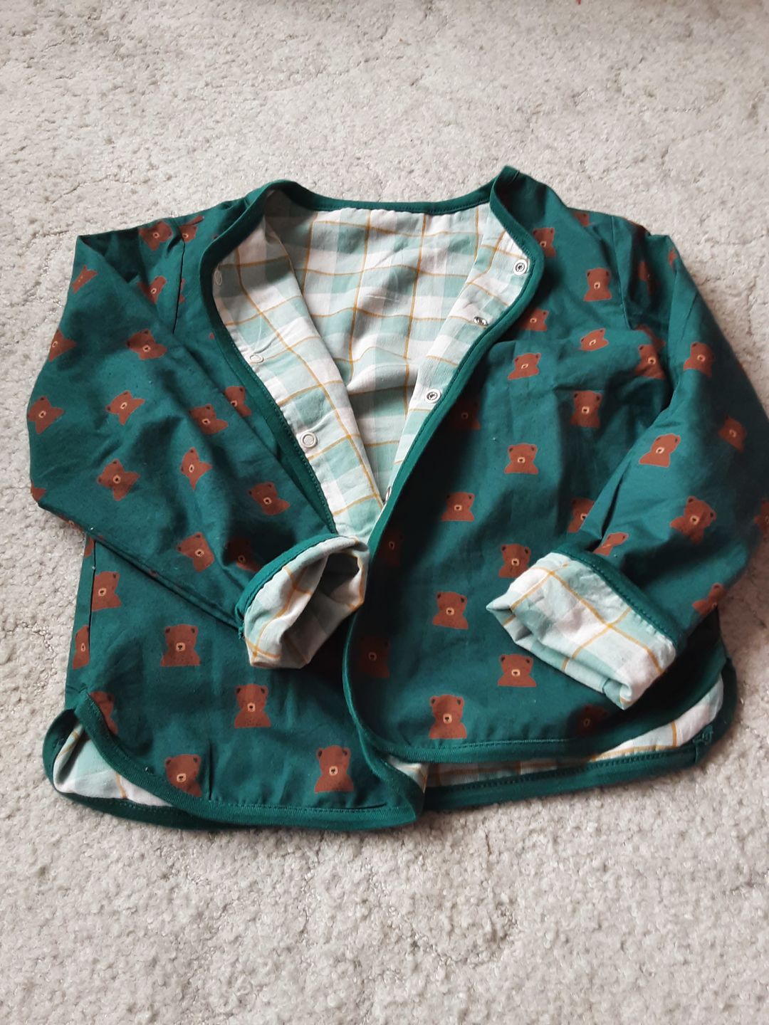 Customer photo review of Navy Bears Collarless Reversible Spring Jacket