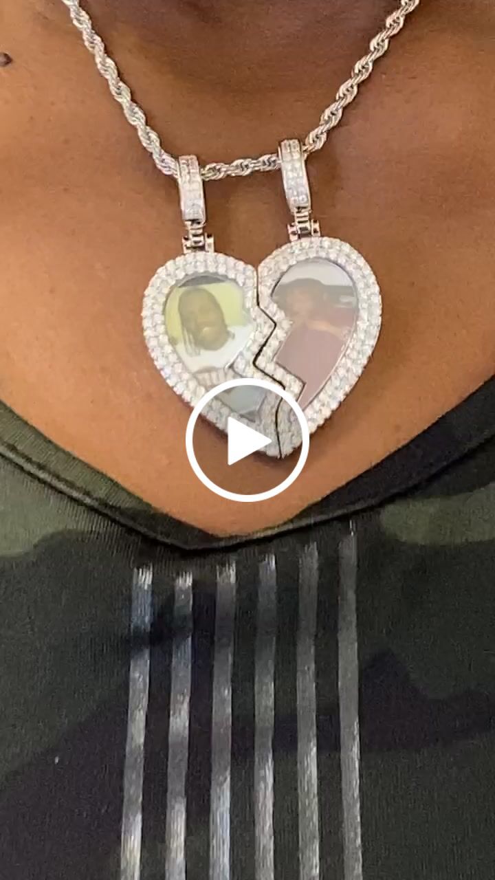 Customer video review of Split heart Custom picture necklace