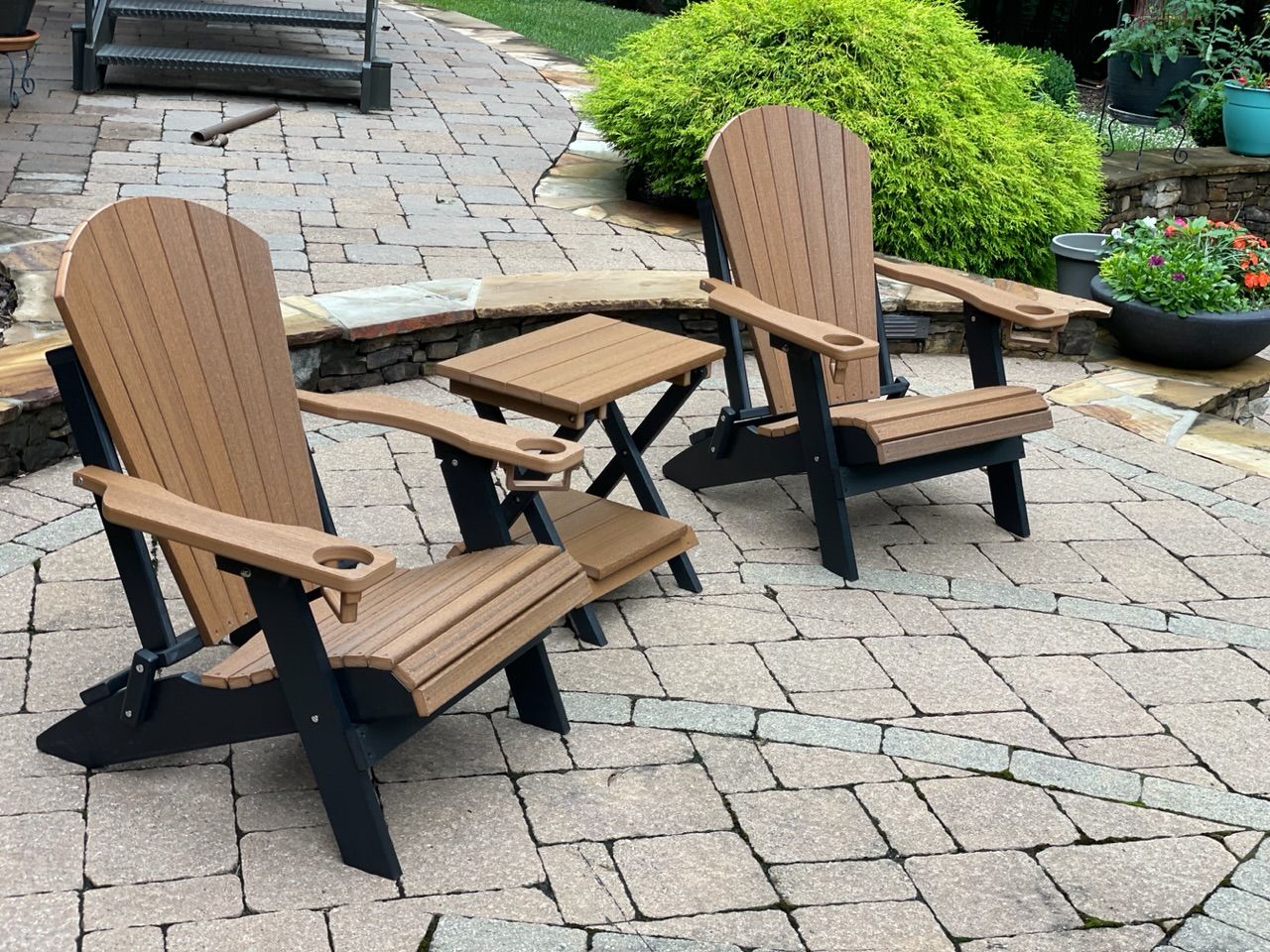 Customer photo review of Set of 2 - DuraWeather Poly® Unwind Edition King Size Folding Adirondack Chairs With Built In Cupholders + 1 Folding End Table With Removable Tray