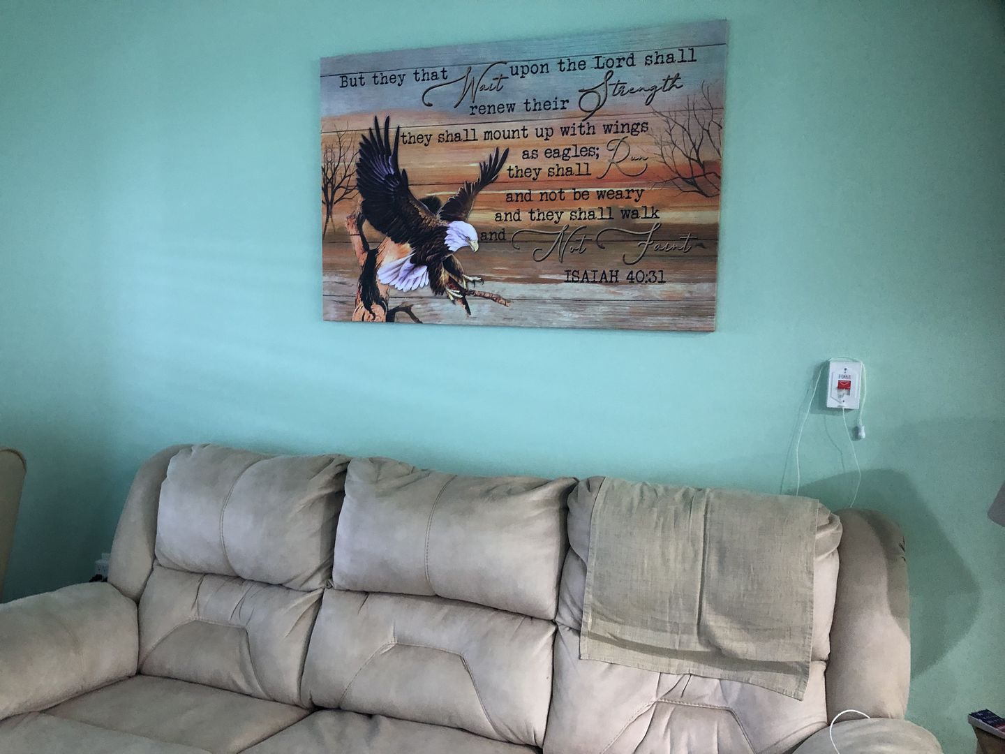 Customer photo review of Eagle Wingspan, They that wait upon the Lord Isaiah 40:31 Christian wall art canvas print