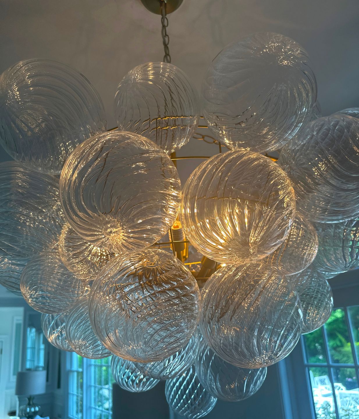 Customer photo review of Modern Decorative Swirled Glass Cluster Bubble Chandelier