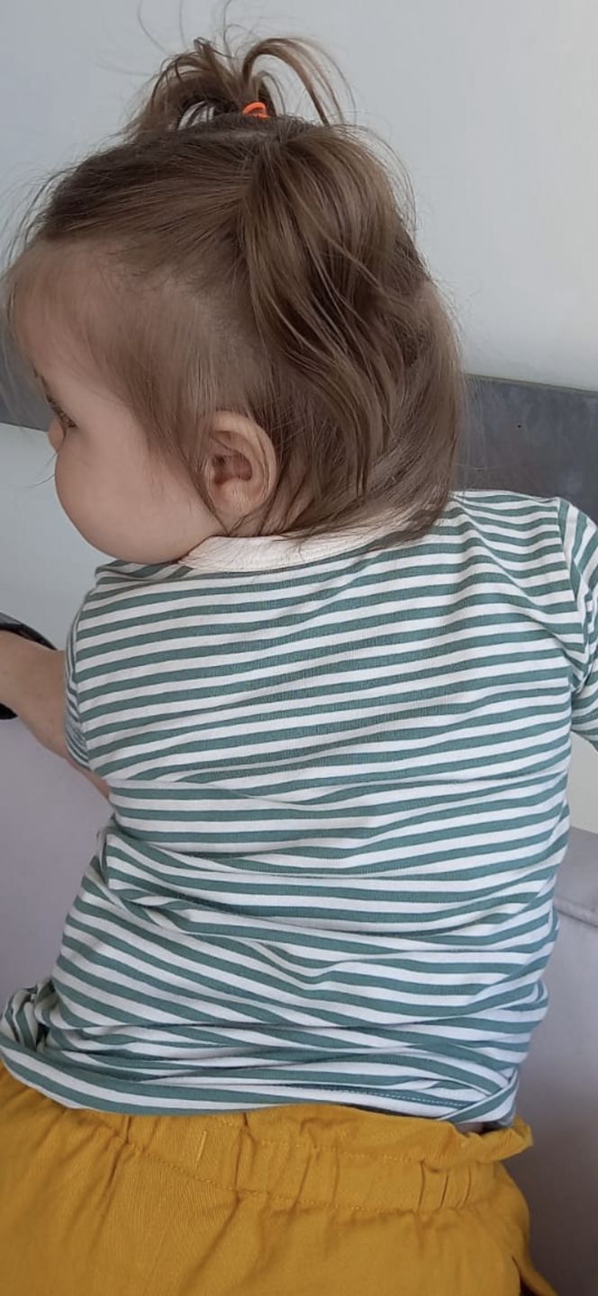 Customer photo review of Green Striped Organic Short Sleeve T-Shirt