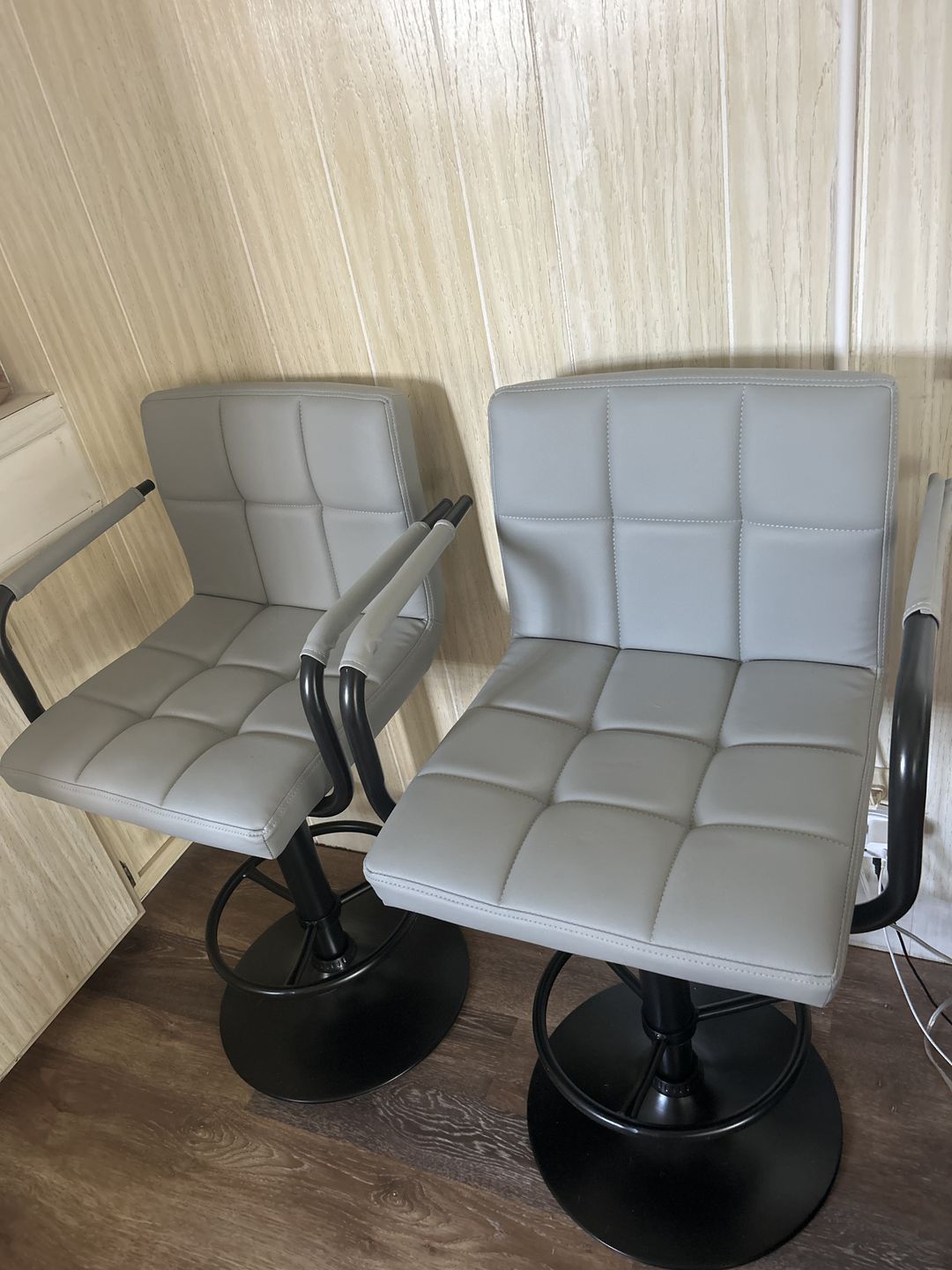 Customer photo review of Adjustable Square Bar Stools with Arm Rest (Set of 2)