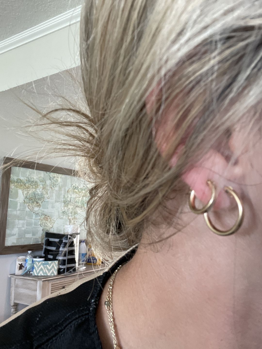 Customer photo review of Tiny Gold Filled Hoops
