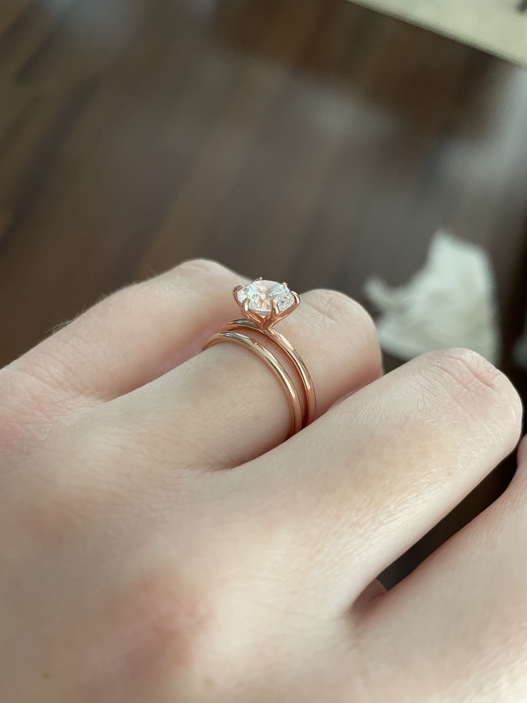 Customer photo review of S925 Moissanite/ Simulated Diamond 2.0 Carat Round Cut Solitaire Engagement Ring In Sterling Silver