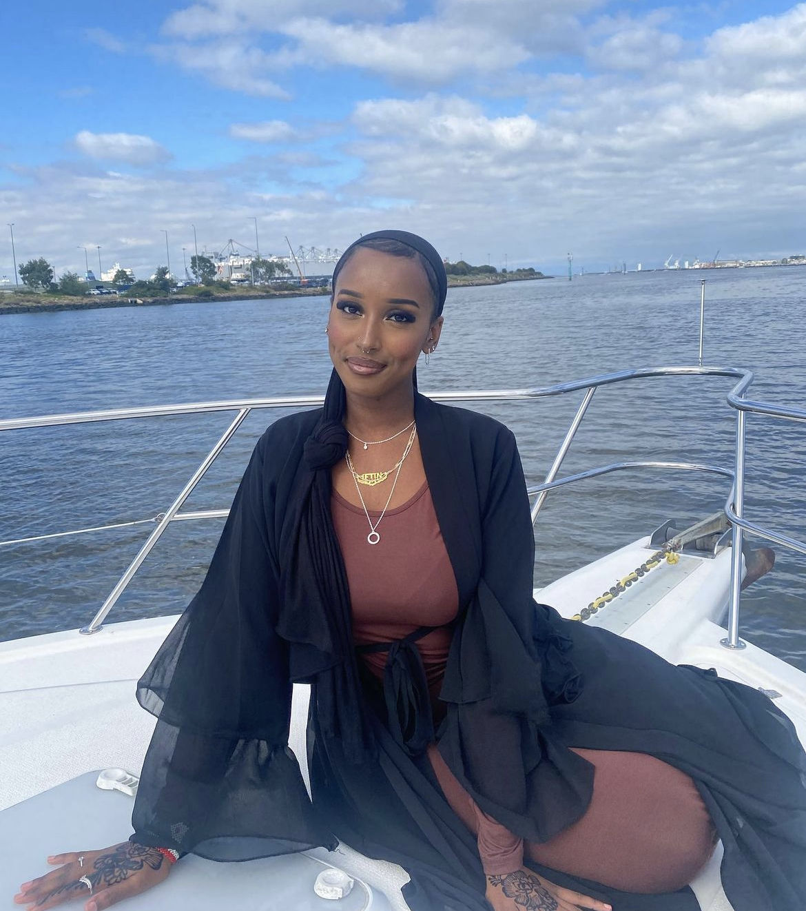 Customer photo review of Layered Aisha Abaya with Hijab - Black