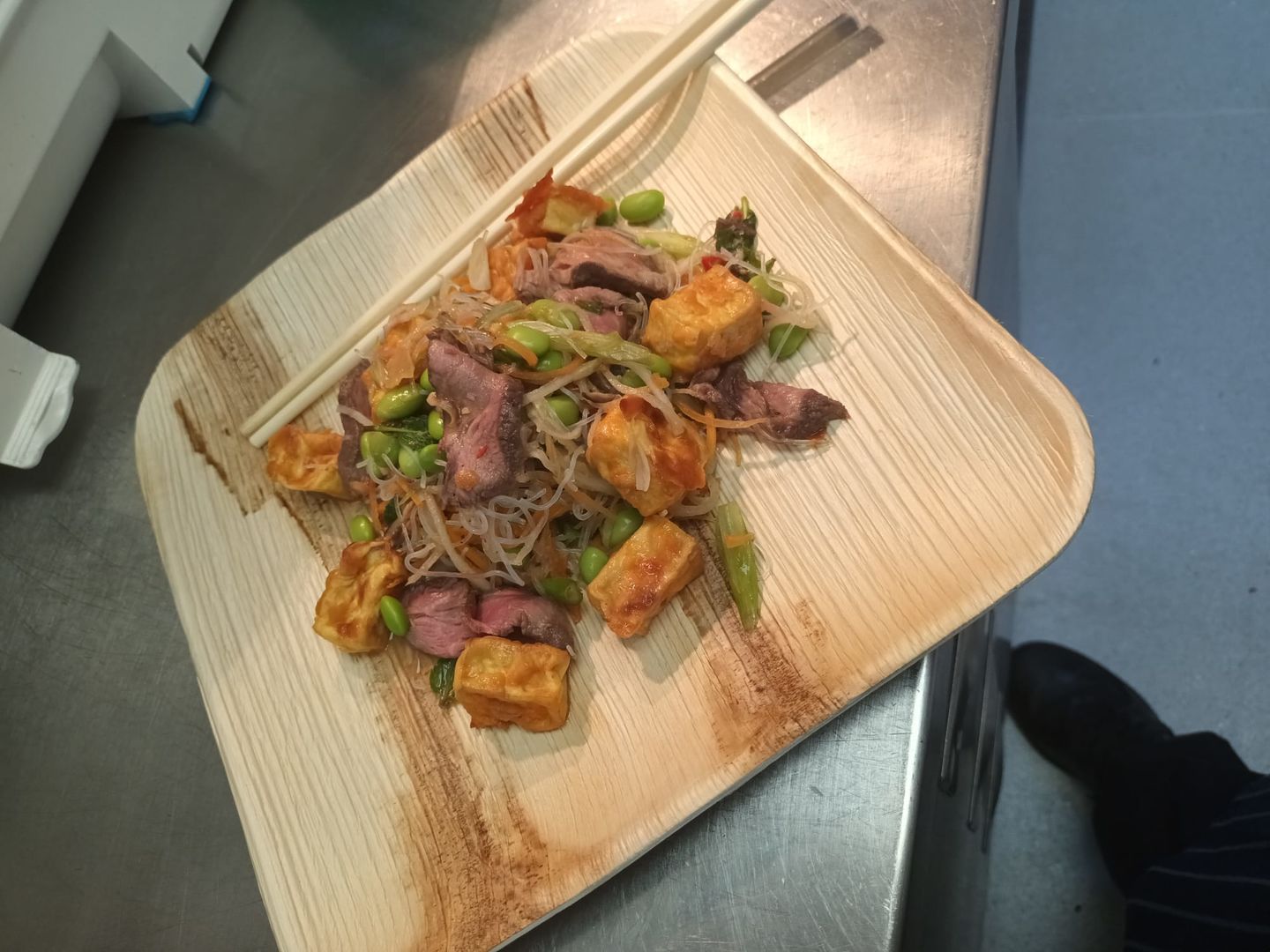 Customer photo review of 10" (25cm) Square Compostable Palm Leaf Plate