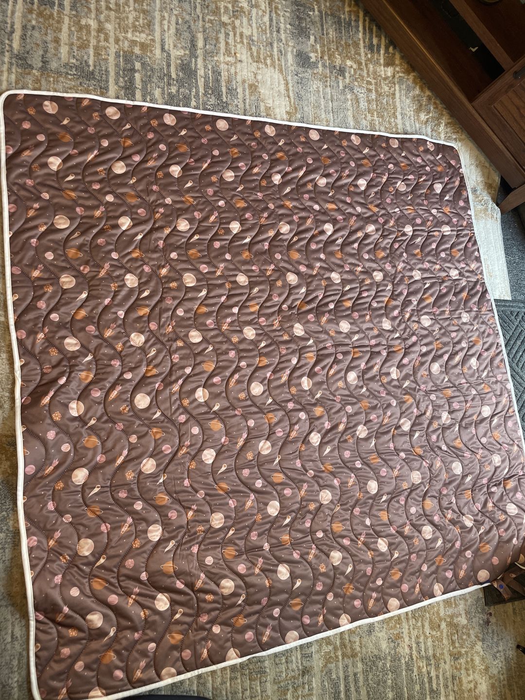 Customer photo review of Patterned Machine Washable Reversible Indoor/Outdoor Quilted Water Resistant Play Mat Blanket