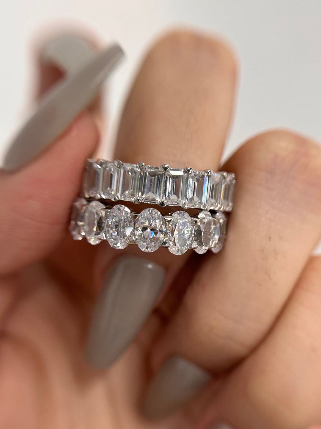 Customer photo review of Louily Eternity Simulated Diamond Wedding Band for Women