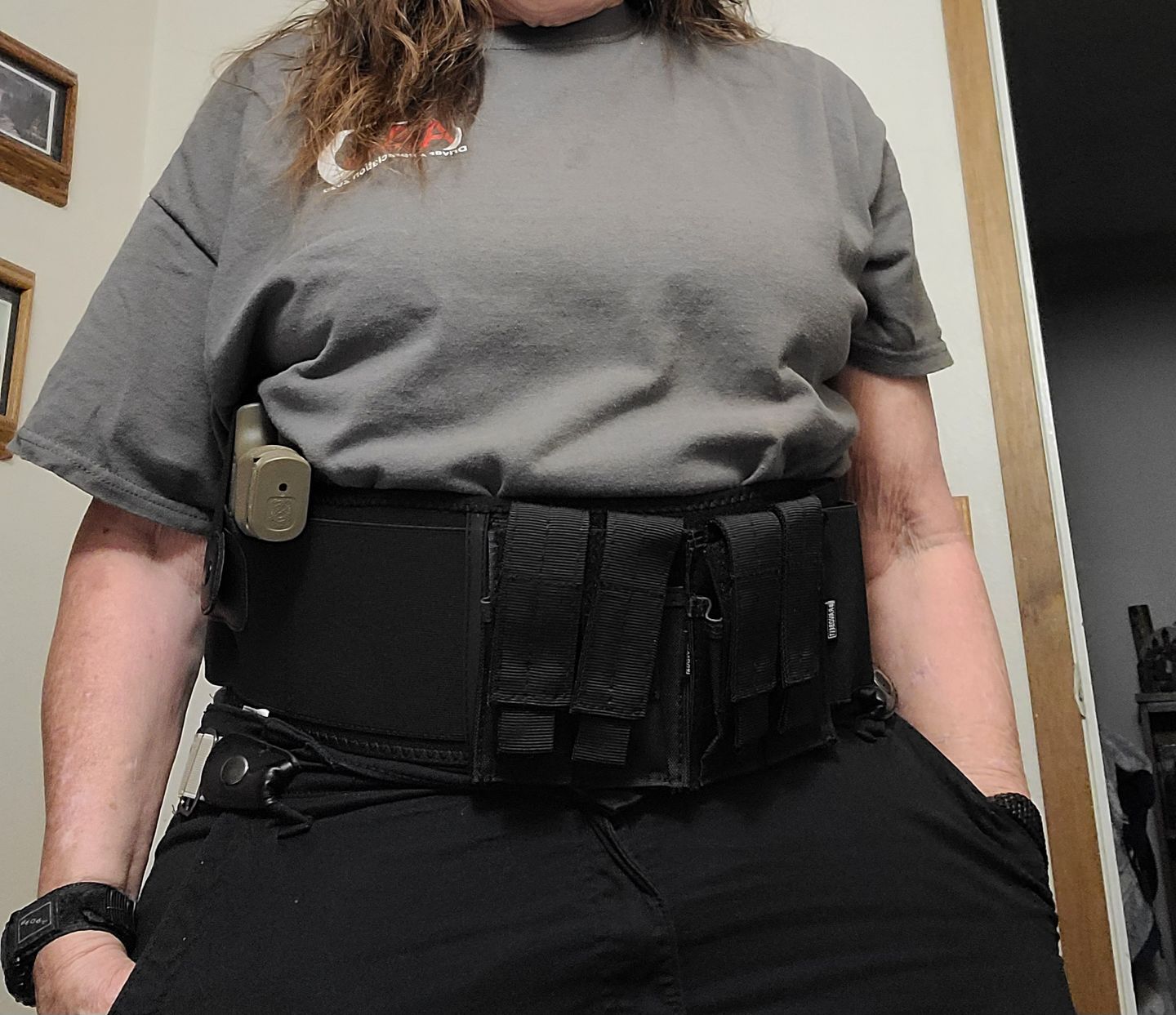 Customer photo review of BravoBelt Dual Magazine Pouch with Straps for Any Belly Band Holster - Concealed Mag Carriers - Black
